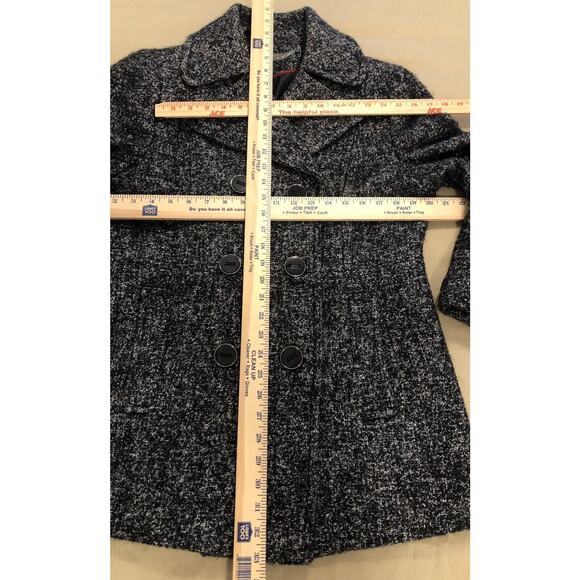 Kenneth Cole Wool Blend Peacoat Jacker Small White Black Speckled Double Bre - Picture 9 of 11